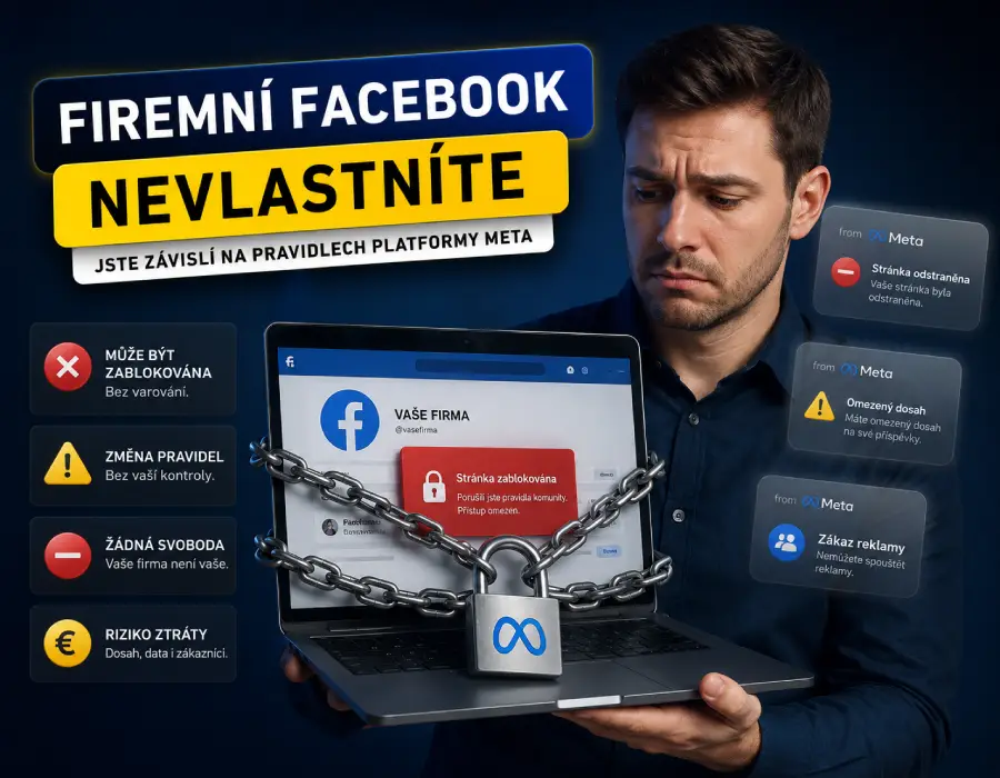Firemní Facebook stránka závislá na pravidlech platformy Meta