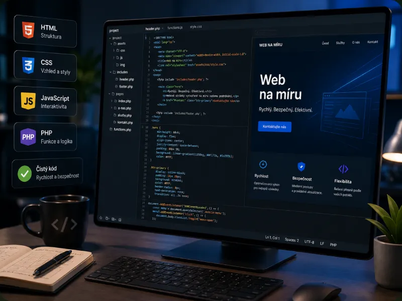 Vývoj webových stránek na míru pomocí HTML CSS JavaScript a PHP