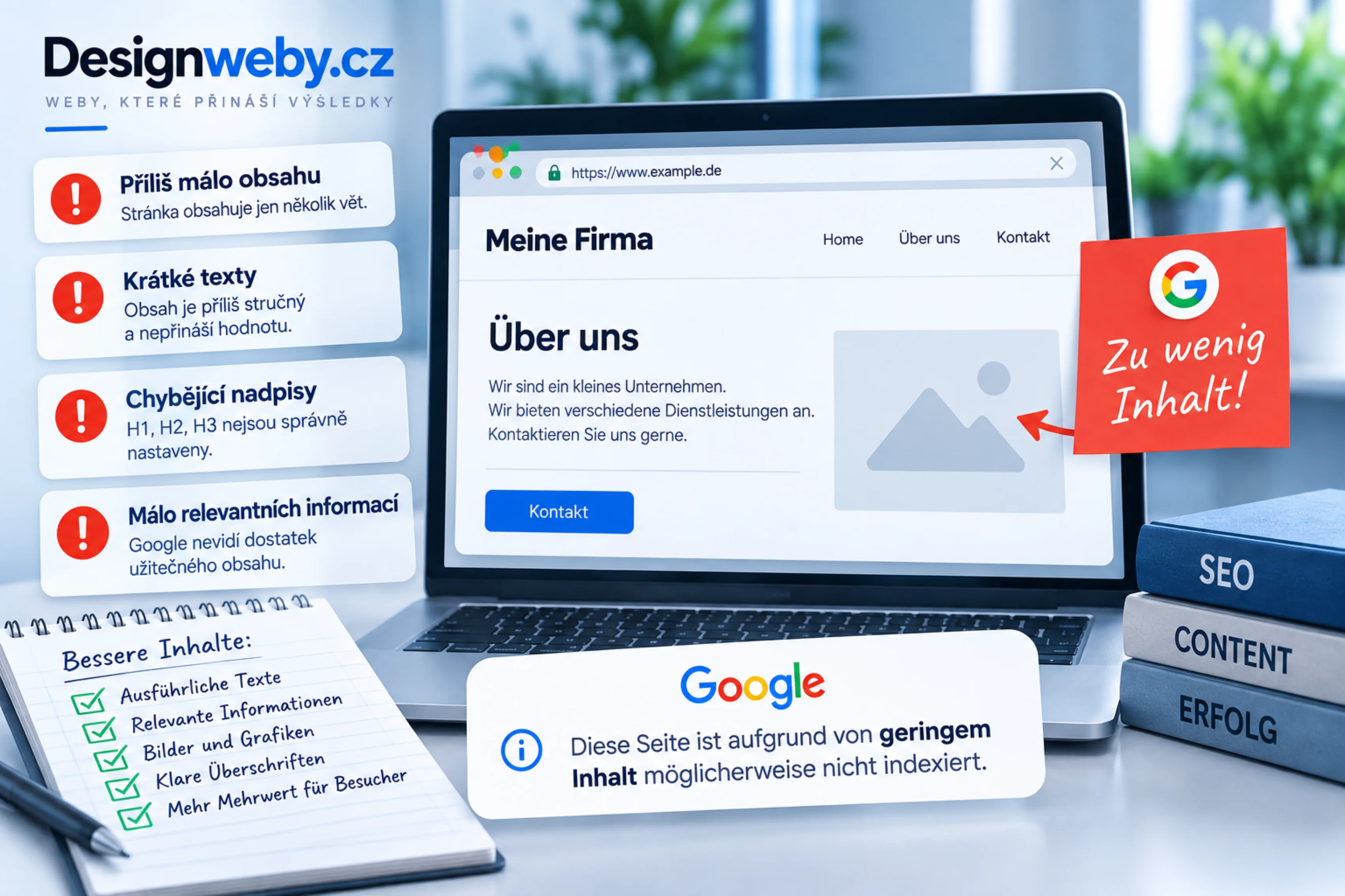 Zu wenig Inhalt auf einer Website